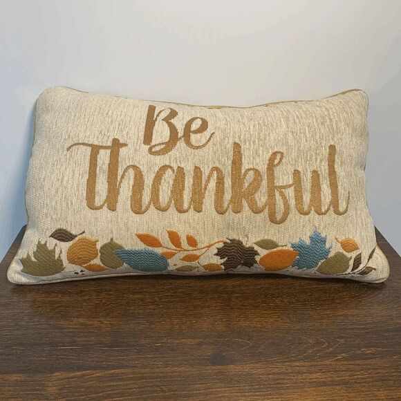 Gauvin Be Thankful Autumn Throw Pillow Home Textile Decoration Brown 12x20'' - Picture 1 of 5